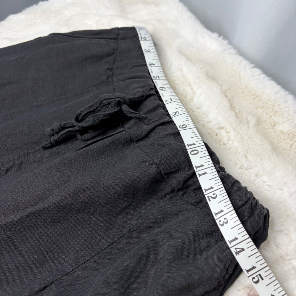 Belle France Black 100% Linen Drawstring Pants Made in Italy One Size - Picture 5 of 10